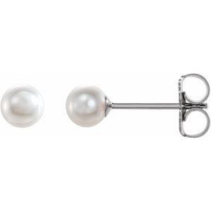 14K White Akoya Cultured Pearl Earrings