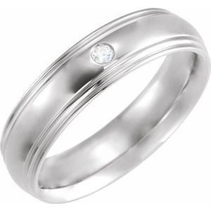 Platinum .04 CT Diamond Half Round Edge Band Size 6.5