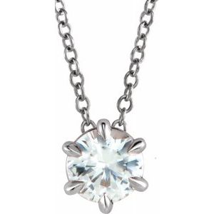 14K White 3/4 CT Diamond Solitaire 16-18" Necklace