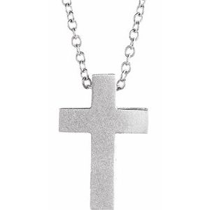 Sterling Silver 13.5x9 mm Scroll Cross 16-18" Necklace