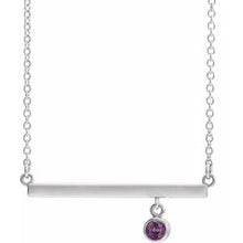 Charger l&#39;image dans la galerie, Sterling Silver Chatham¬Æ Created Alexandrite Bezel-Set 18&quot; Bar Necklace

