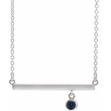 Charger l&#39;image dans la galerie, Sterling Silver Chatham¬Æ Created Blue Sapphire Bezel-Set 16&quot; Bar Necklace
