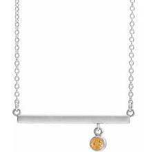 Charger l&#39;image dans la galerie, Sterling Silver Citrine Bezel-Set 18&quot; Bar Necklace
