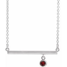 Load image into Gallery viewer, Sterling Silver Mozambique Garnet Bezel-Set 18&quot; Bar Necklace
