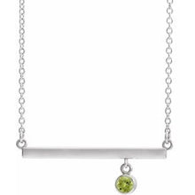 Load image into Gallery viewer, Sterling Silver Peridot Bezel-Set 18&quot; Bar Necklace
