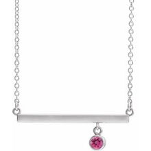 Charger l&#39;image dans la galerie, Sterling Silver Pink Tourmaline Bezel-Set 18&quot; Bar Necklace
