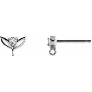 14K White .03 CT Diamond Vintage-Inspired Earring Top