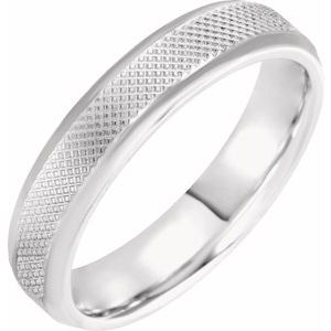 Sterling Silver 5 mm Knurled Beveled Edge Size 10