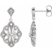 Load image into Gallery viewer, Platinum 3/8 CTW Diamond Vintage-Inspired Earrings
