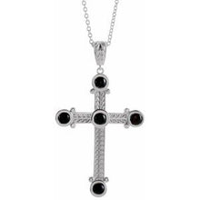 Load image into Gallery viewer, Sterling Silver Onyx Cross 16-18&quot; Necklace
