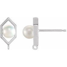 Load image into Gallery viewer, Platinum 4-4.5 mm White Freshwater Cultured Pearl Geometric Earring Top
