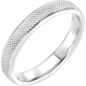 Sterling Silver 4 mm Knurled Beveled Edge Size 10