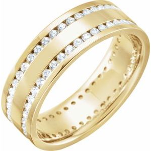 14K Jaune 1 CTW Diamond Flat Band Taille 4