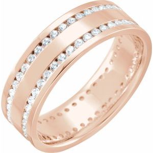 14K Rose 1 1/8 CTW Diamond Flat Band Size 10