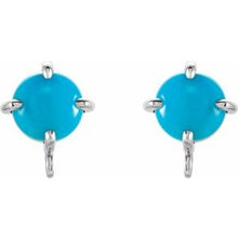 Load image into Gallery viewer, 14K White 6 mm Round Turquoise Earring Top
