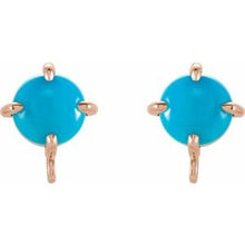 Load image into Gallery viewer, 14K Rose 6 mm Round Turquoise Earring Top

