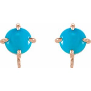 14K Rose 6 mm Round Turquoise Earring Top