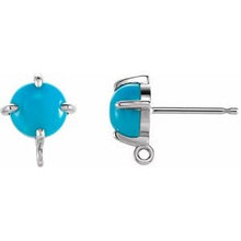 Load image into Gallery viewer, 14K White 6 mm Round Turquoise Earring Top
