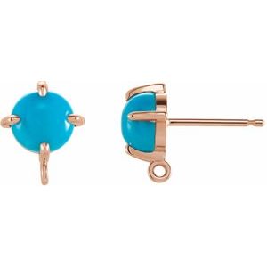 14K Rose 6 mm Round Turquoise Earring Top