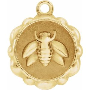 18K Yellow 10x8.4 mm Bee Medallion Dangle