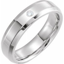 Load image into Gallery viewer, Platinum .04 CTW Diamond Beveled Edge Band Size 8.5
