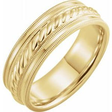 Load image into Gallery viewer, 18K Yellow 7 mm Rope Pattern Band with Milgrain Size 13
