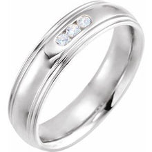 Load image into Gallery viewer, Platinum 1/8 CTW Diamond Half Round Edge Band Size 12

