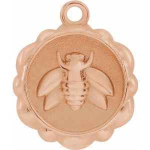 14K Rose 10x8.4 mm Bee Medallion Dangle