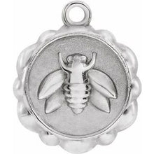 Load image into Gallery viewer, 18K White 10x8.4 mm Bee Medallion Dangle
