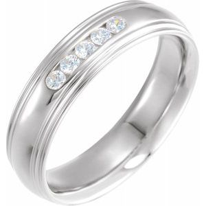 Platinum 1/8 CTW Diamond Half Round Edge Band Size 12.5