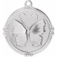 Sterling Silver 14.5x13 mm Butterfly Medallion Dangle