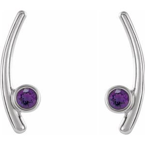 Sterling Silver Amethyst Ear Climbers