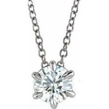 Load image into Gallery viewer, 14K White 5/8 CT Lab-Grown Diamond Solitaire 16-18&quot; Necklace
