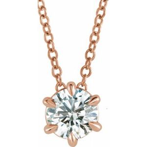 Collier en diamant 14K Rose 7/8 CT Solitaire cultivé en laboratoire 16-18 "