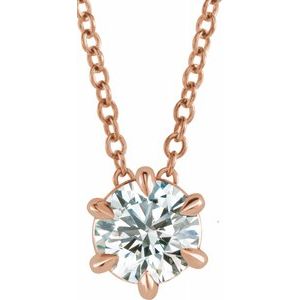Collier 14K Rose Solitaire Diamant cultivé en laboratoire 14-18 Rose 14-18 