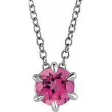 Charger l&#39;image dans la galerie, Sterling Silver Pink Tourmaline Solitaire 16-18&quot; Necklace
