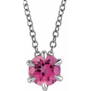 Sterling Silver Pink Tourmaline Solitaire 16-18