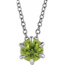 Load image into Gallery viewer, Sterling Silver Peridot Solitaire 16-18&quot; Necklace
