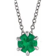 Load image into Gallery viewer, Sterling Silver Emerald Solitaire 16-18&quot; Necklace
