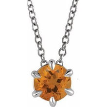 Load image into Gallery viewer, Sterling Silver Citrine Solitaire 16-18&quot; Necklace
