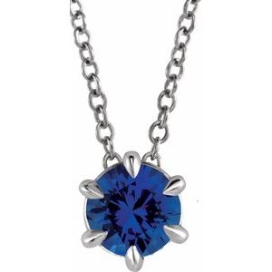 14K White Blue Sapphire Solitaire 16-18