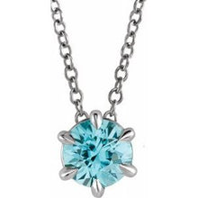 Charger l&#39;image dans la galerie, Sterling Silver Aquamarine Solitaire 16-18&quot; Necklace
