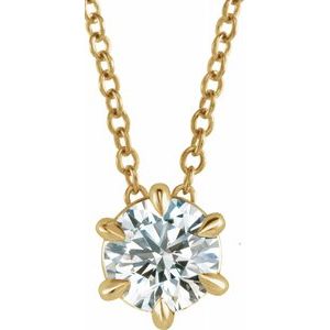 Collier en diamant 14K jaune 7/8 CT solitaire cultivé en laboratoire 16-18 "