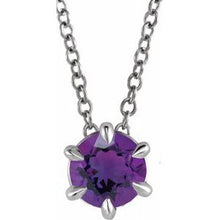 Charger l&#39;image dans la galerie, Sterling Silver Amethyst Solitaire 16-18&quot; Necklace
