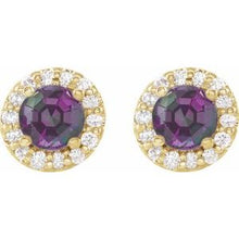 Load image into Gallery viewer, 14K Yellow Alexandrite &amp; 1/6 CTW Diamond Earrings

