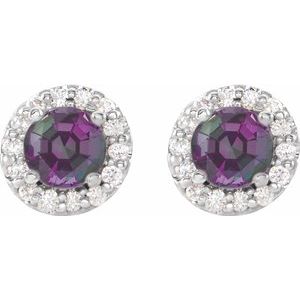 14K White Alexandrite & 1/6 CTW Diamond Earrings