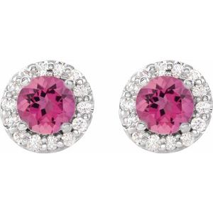 Platinum Pink Tourmaline & 1/4 CTW Diamond Earrings