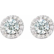 Load image into Gallery viewer, Platinum Sapphire &amp; 1/4 CTW Diamond Earrings
