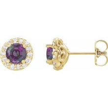 Load image into Gallery viewer, 14K Yellow Alexandrite &amp; 1/6 CTW Diamond Earrings
