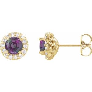 14K Yellow Alexandrite & 1/6 CTW Diamond Earrings